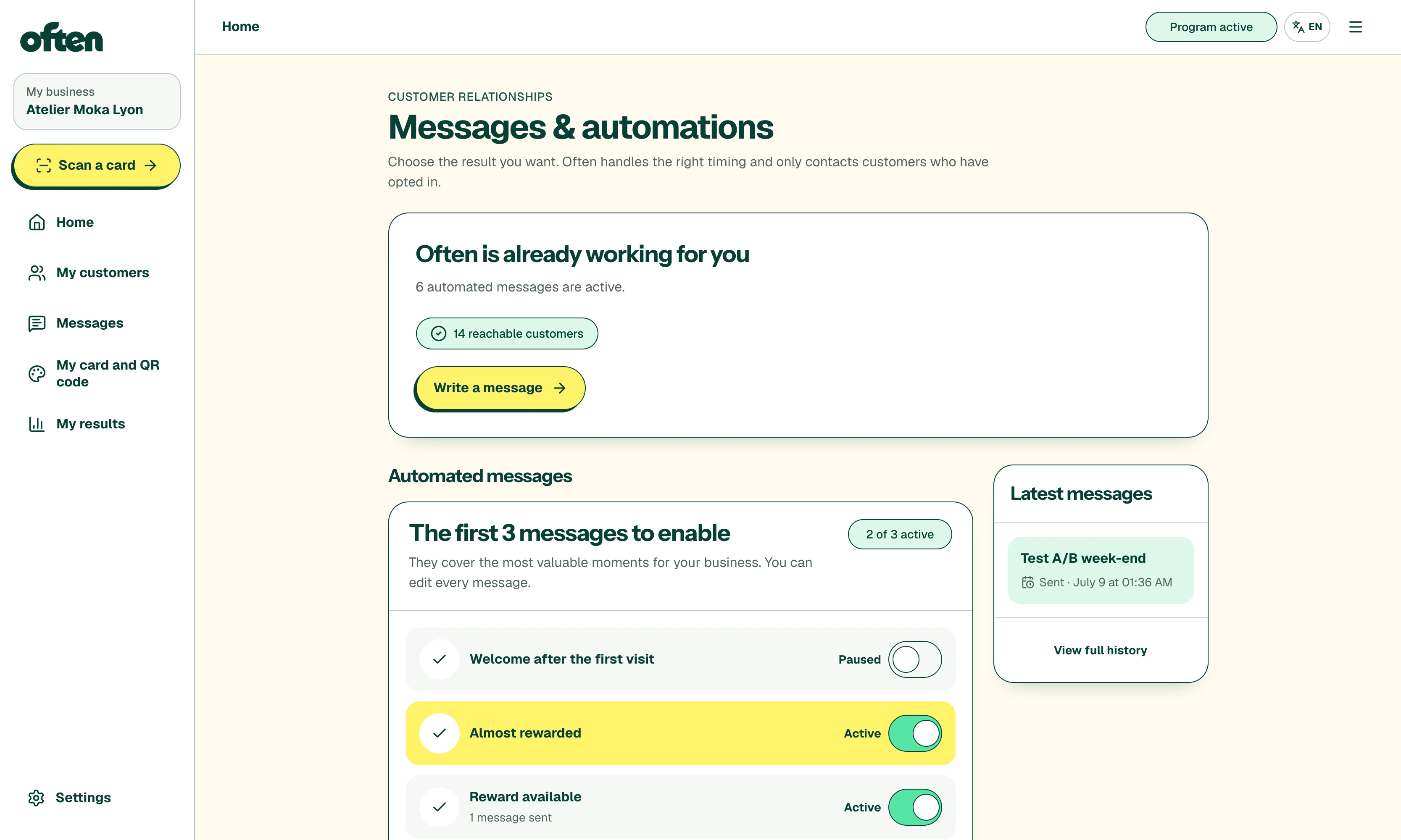 Often automated messages with welcome and birthday journeys